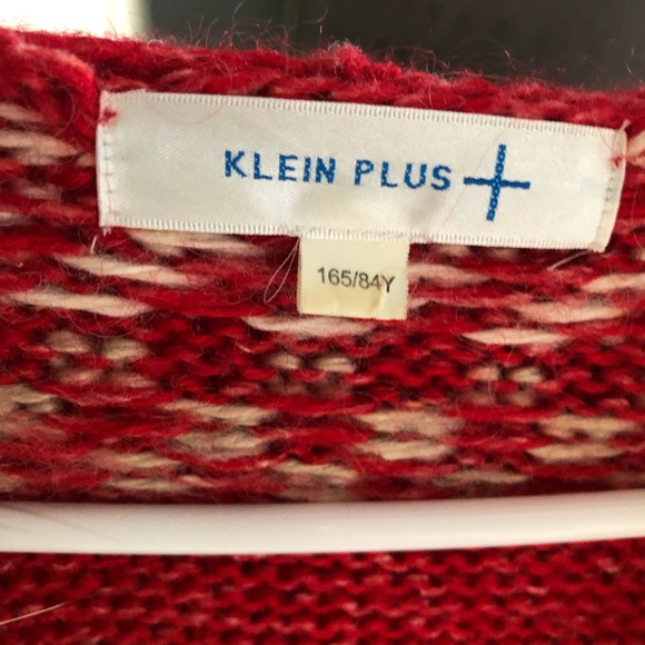 Fur hooded long button wool blended red cardigan - Picture 3 of 3